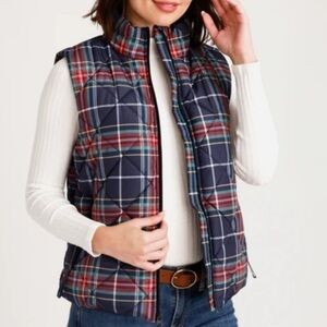 Vera Bradley Tartan Plaid Puffer Quilted Vest Fleece Lined Size Small